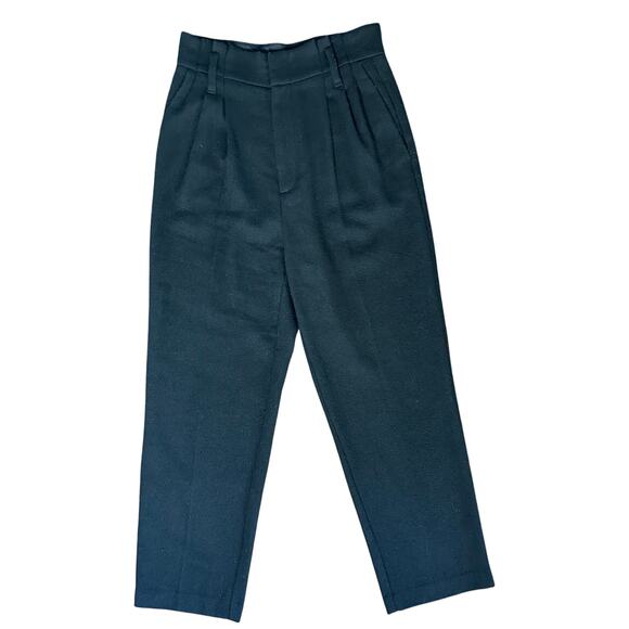Oak + Fort Black Wool Blend Pleated High Rise Straight Leg Trouser Pants Size 4 - Picture 1 of 7